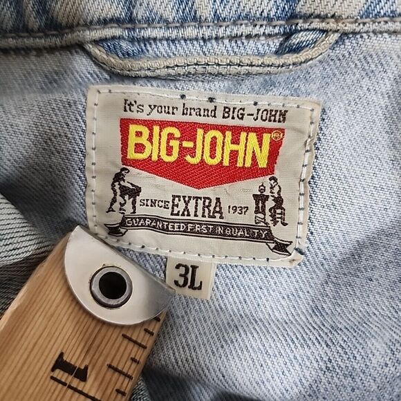 Vintage BIG JOHN Denim Jeans Trucker Jacket Blue‎ Japan SIZE 3L - Picture 3 of 13
